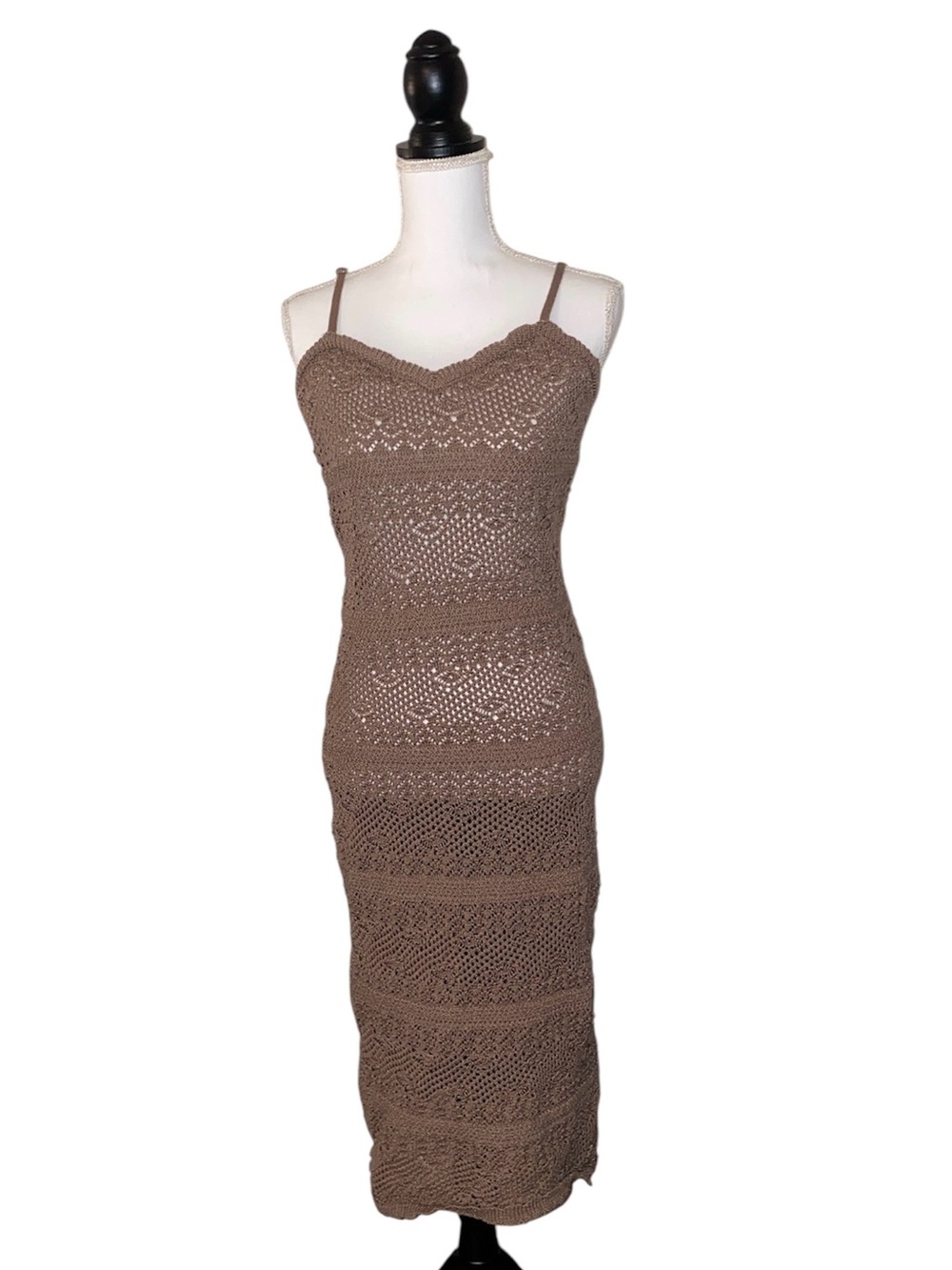 Faded Rose Womens Maxi Dress Size XL Crochet Beach Coastal Fairy Boho Knit